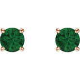 14K Rose 5 mm Natural Emerald Stud Earrings